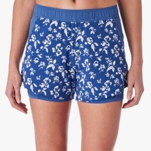 Fair Harbor NWT Women's Blue Floral Corliss Shorts lined size medium athletic